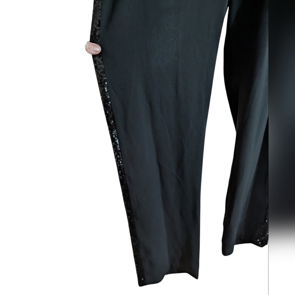 BCBGMAXAZRIA Mirabella Black Jumpsuit NWT Sequin Side Panels Sleeveless Size L - Picture 4 of 16